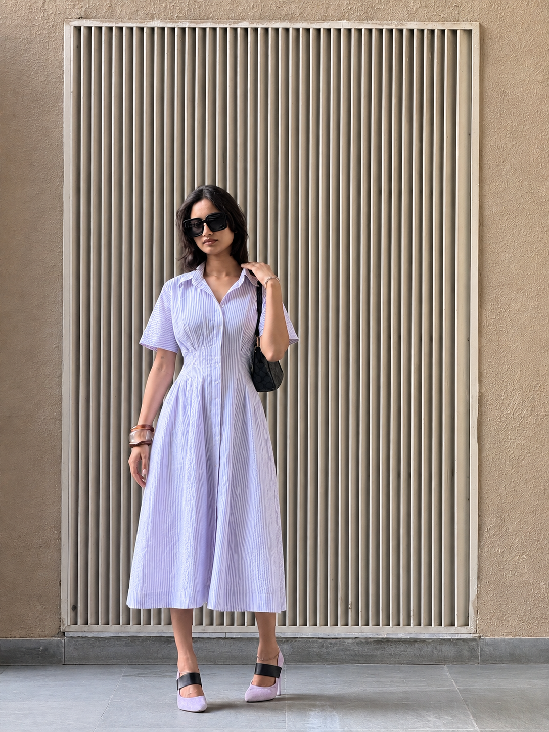 Lavender Striped Midi