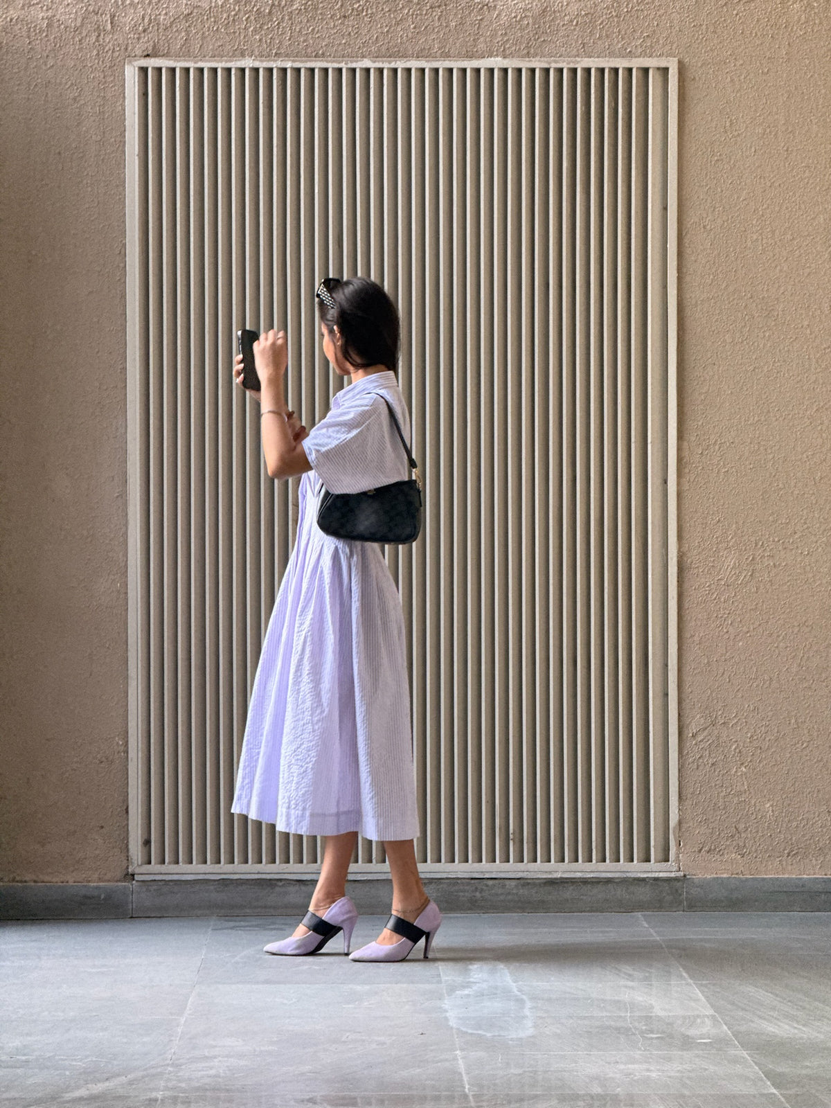 Lavender Striped Midi