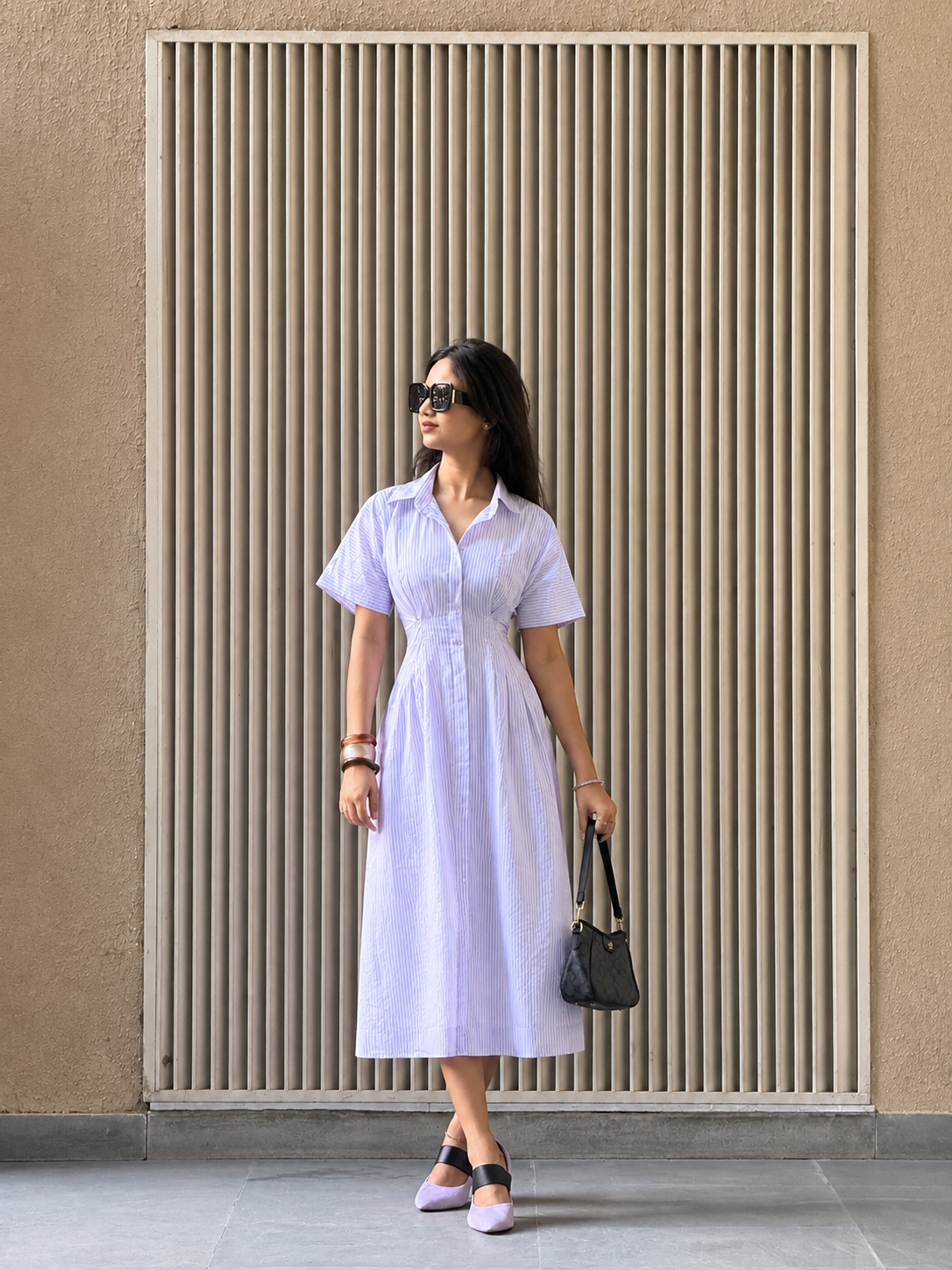 Lavender Striped Midi