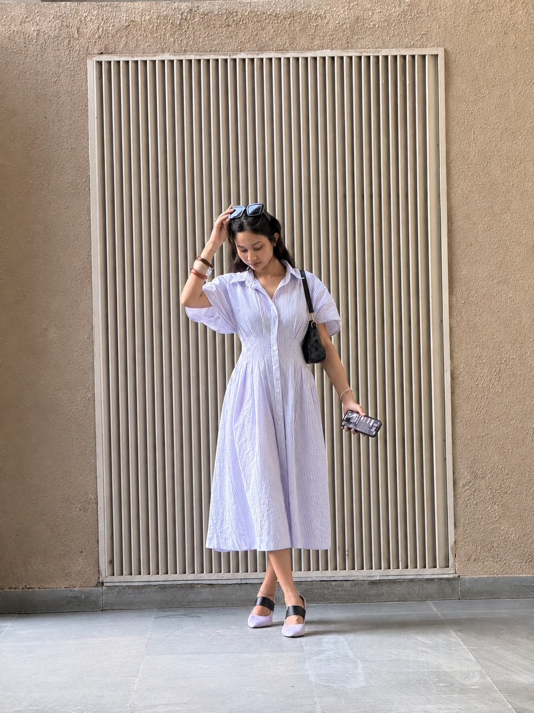 Lavender Striped Midi