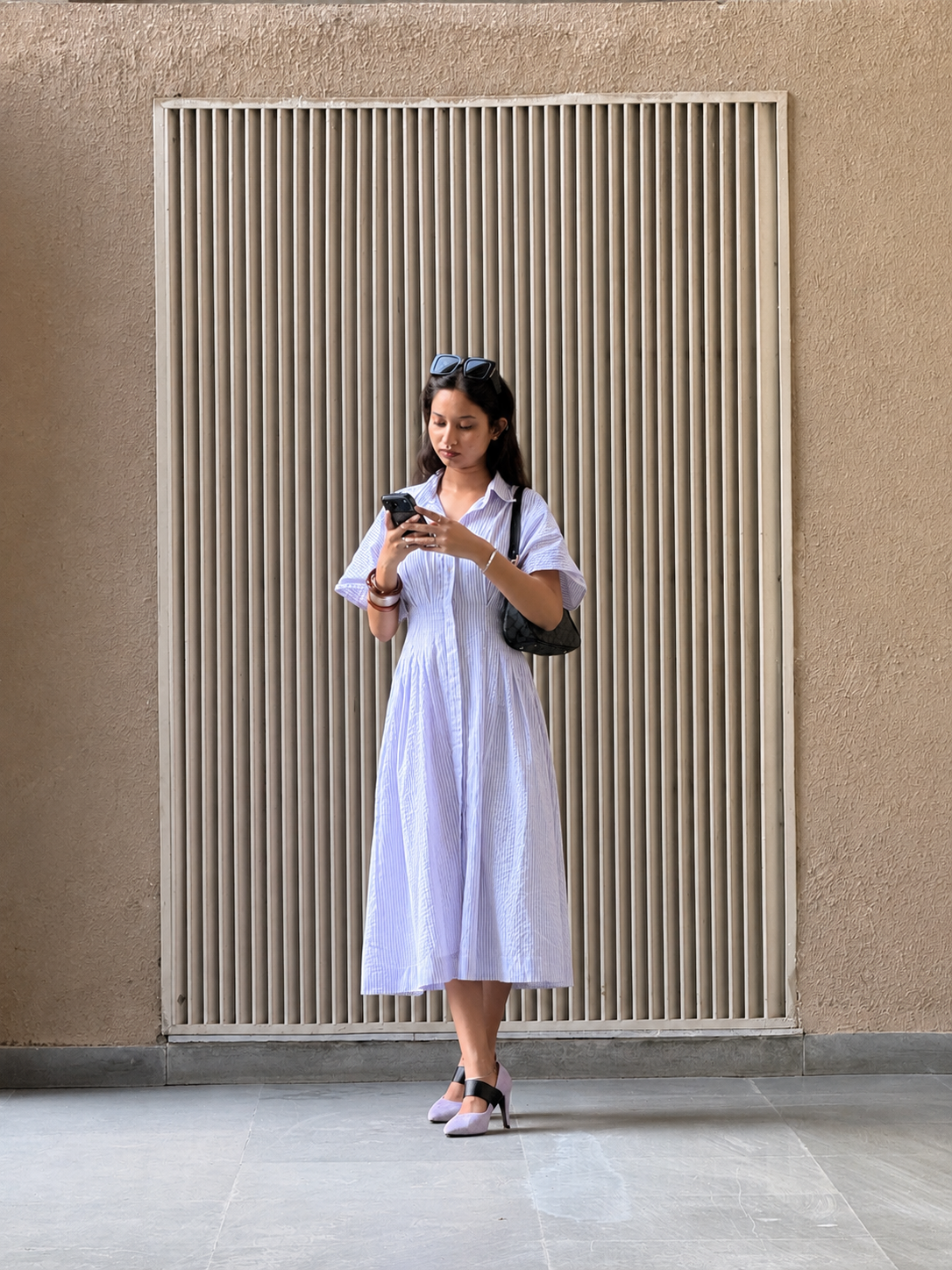Lavender Striped Midi