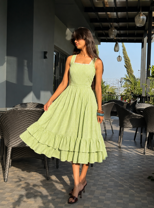 Sage Gingham Dress