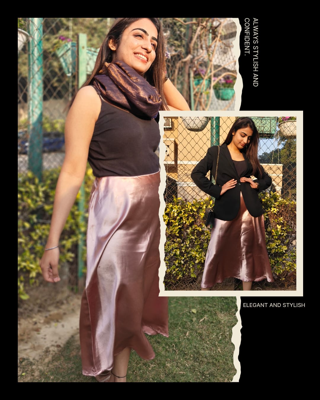 Noor Blush-Satin Skirt