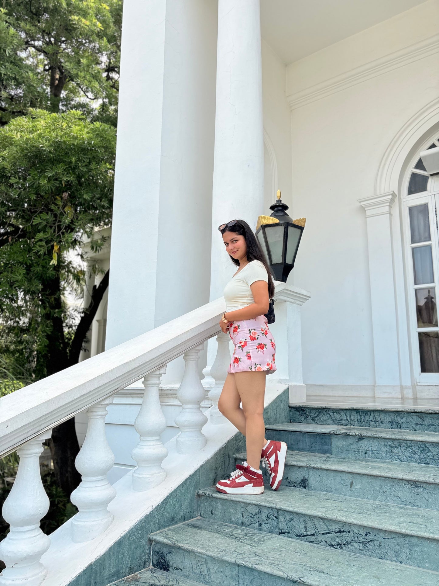 Pink Floral Mini Skirt