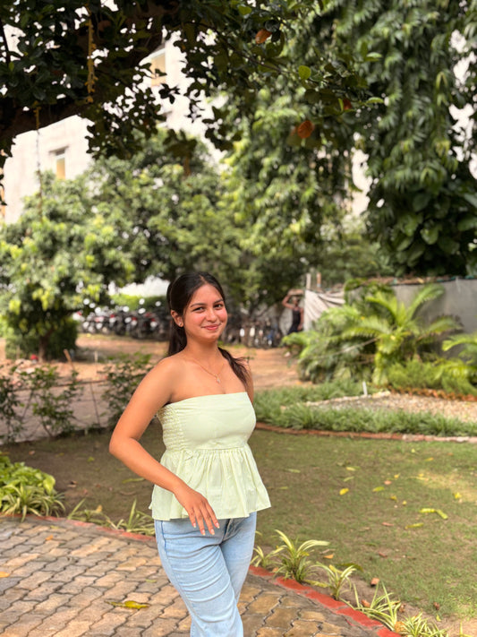 Green Striped Tube Top