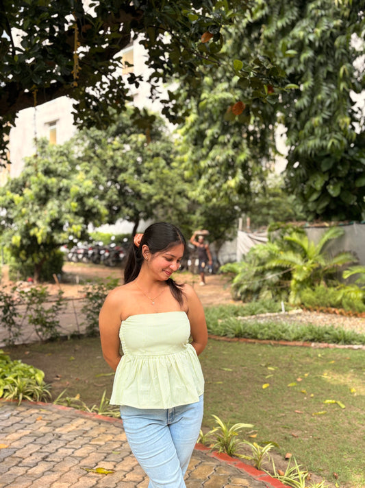 Green Striped Tube Top