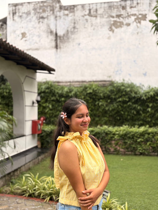 Yellow Ghingham top