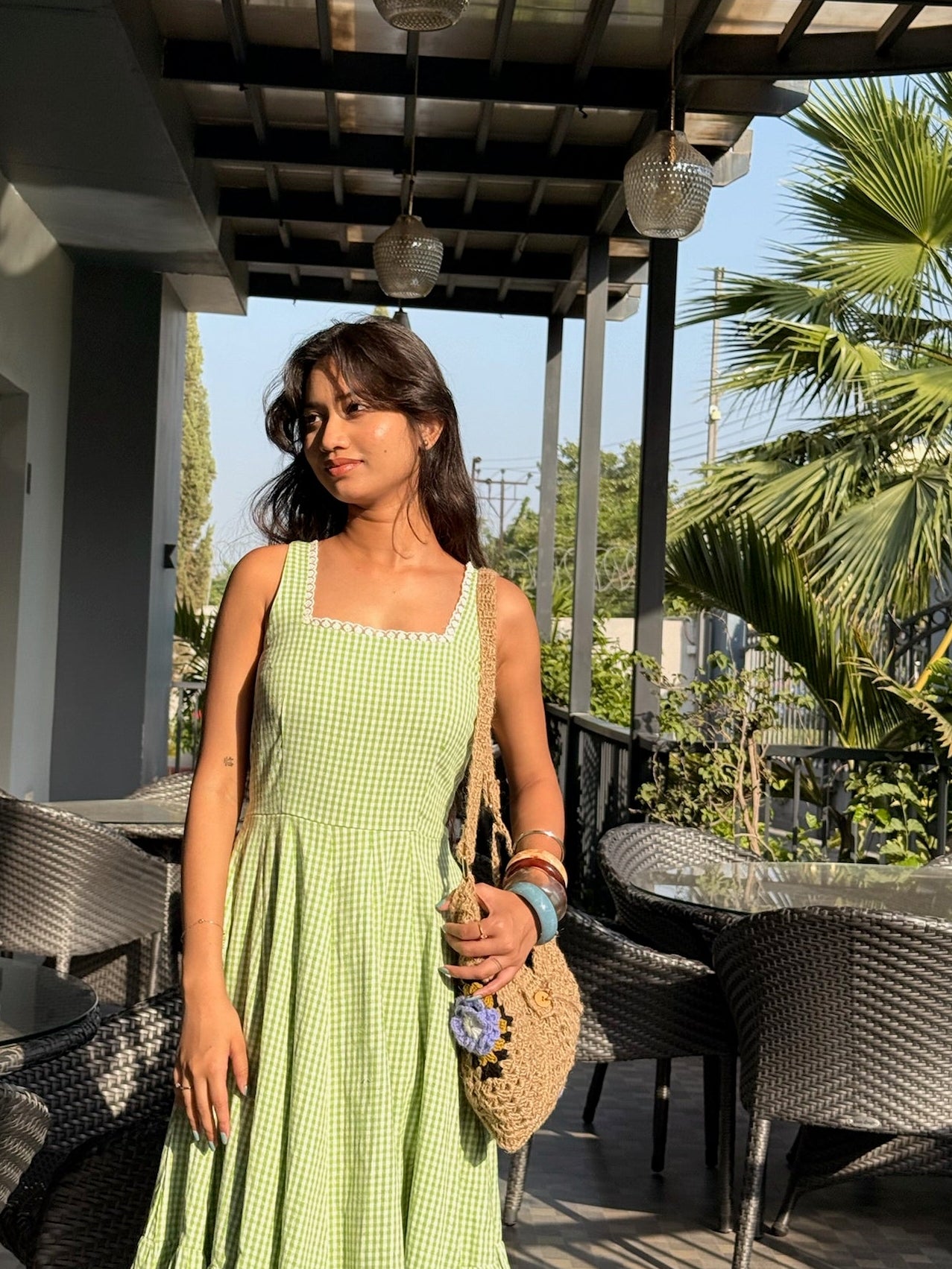 Sage Gingham Dress