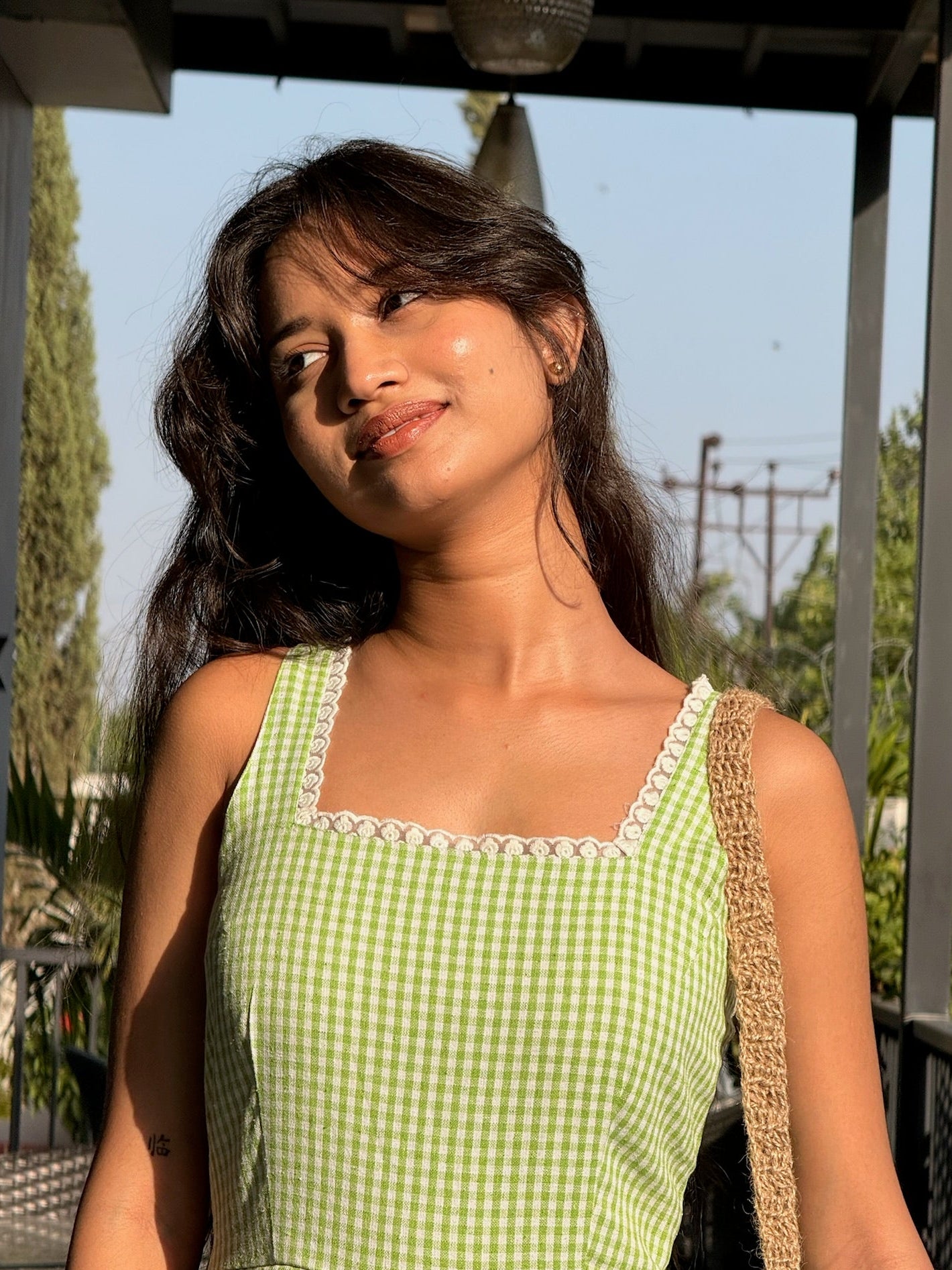 Sage Gingham Dress