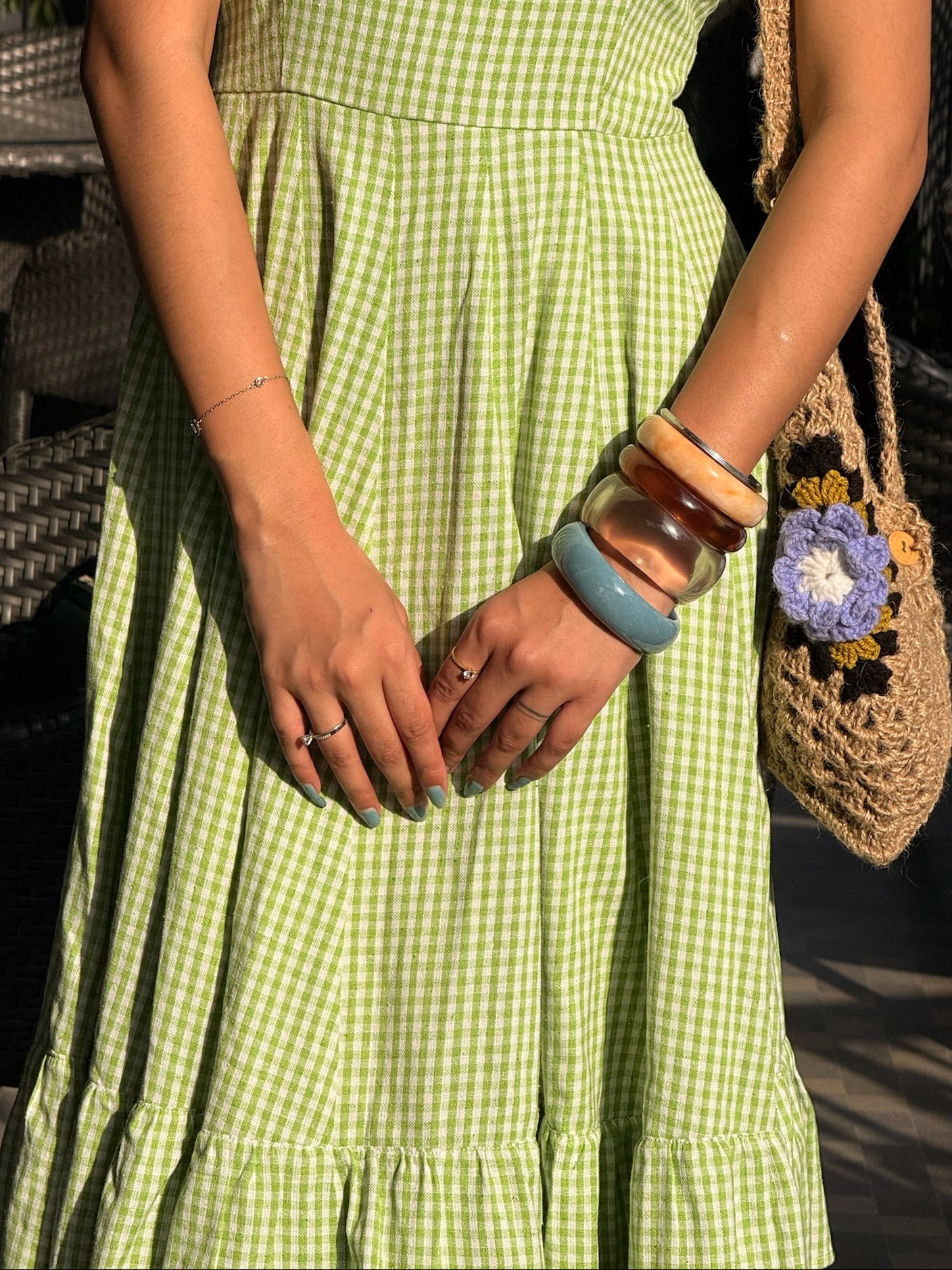 Sage Gingham Dress