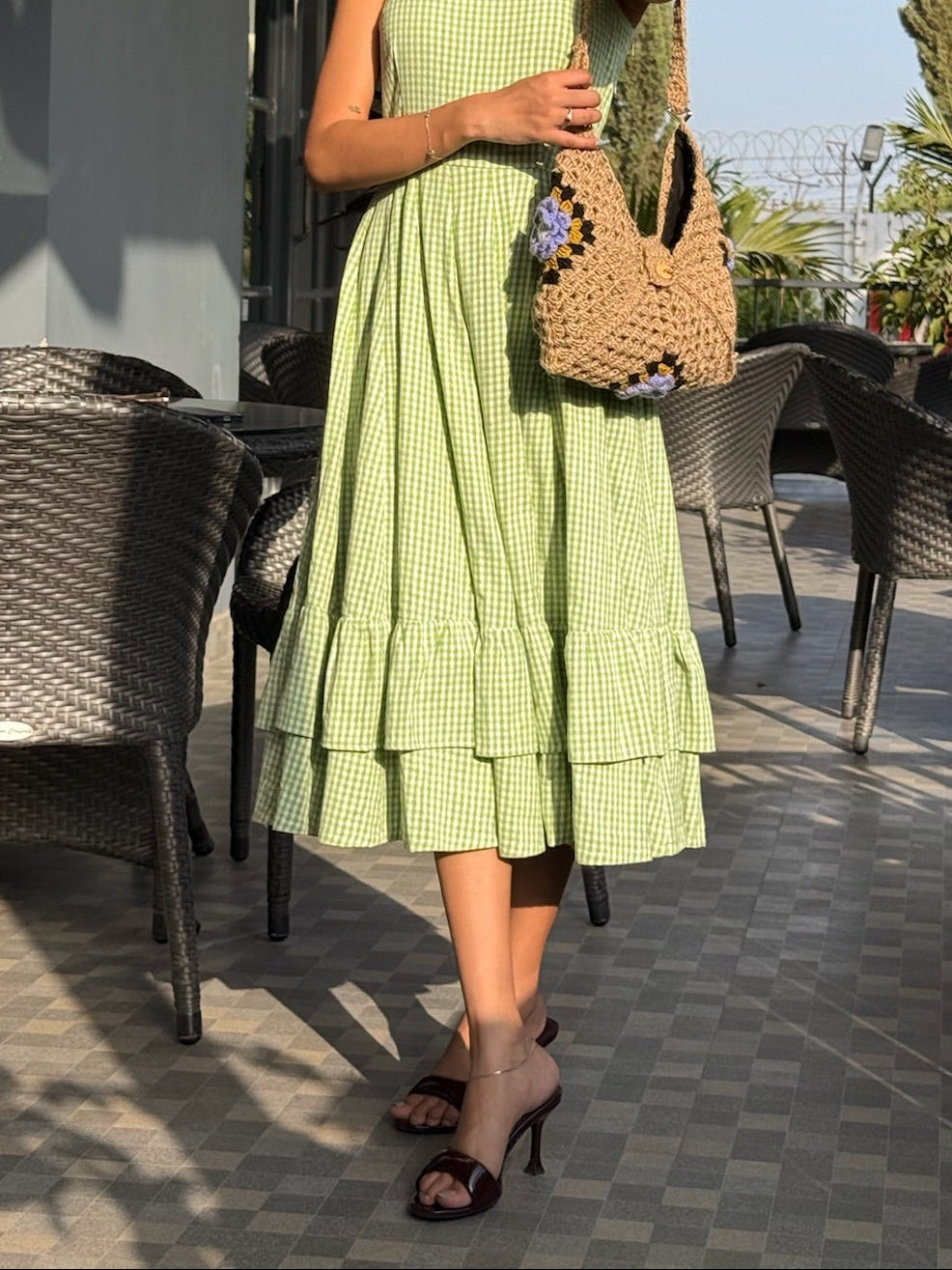 Sage Gingham Dress