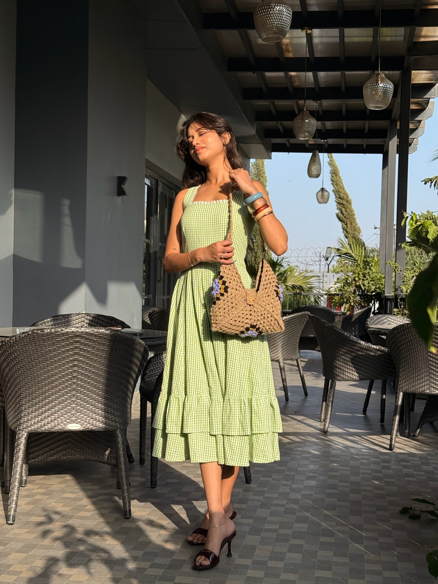 Sage Gingham Dress